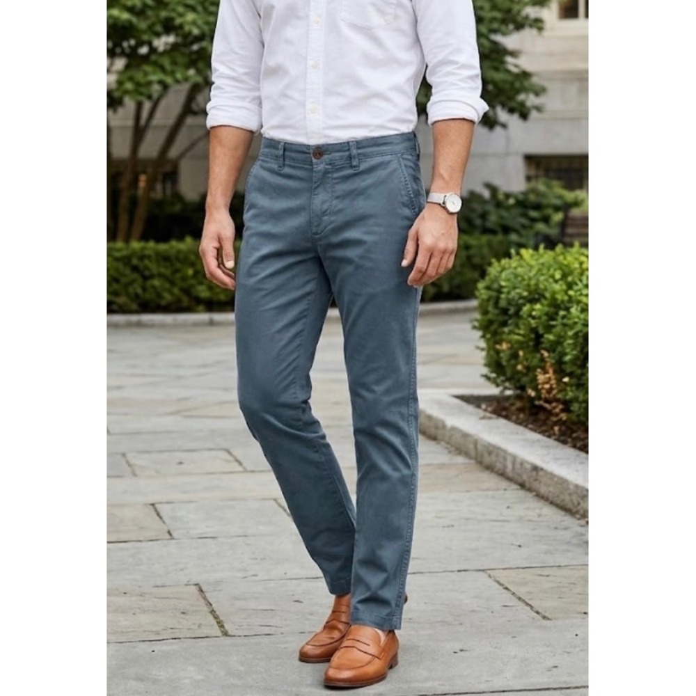 Abercrombie & Fitch Langdon Skinny Stretch Chino Pants Mens 28x30 Blue Slate
